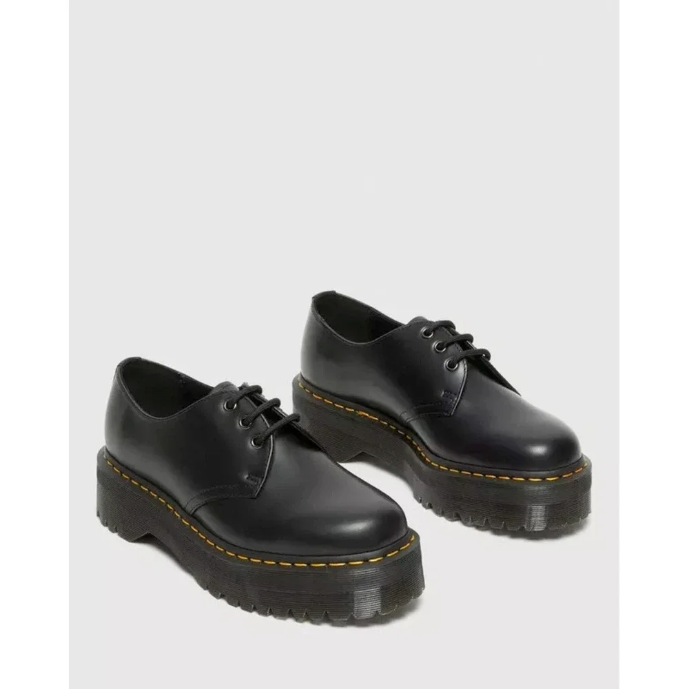 Dr. Martens 1461 Smooth Leather Platform Shoes Black Polished Women's 7‎ EU 38
